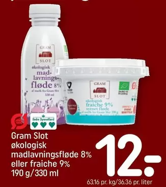 økologisk madlavningsfløde 8% eller fraiche 9%