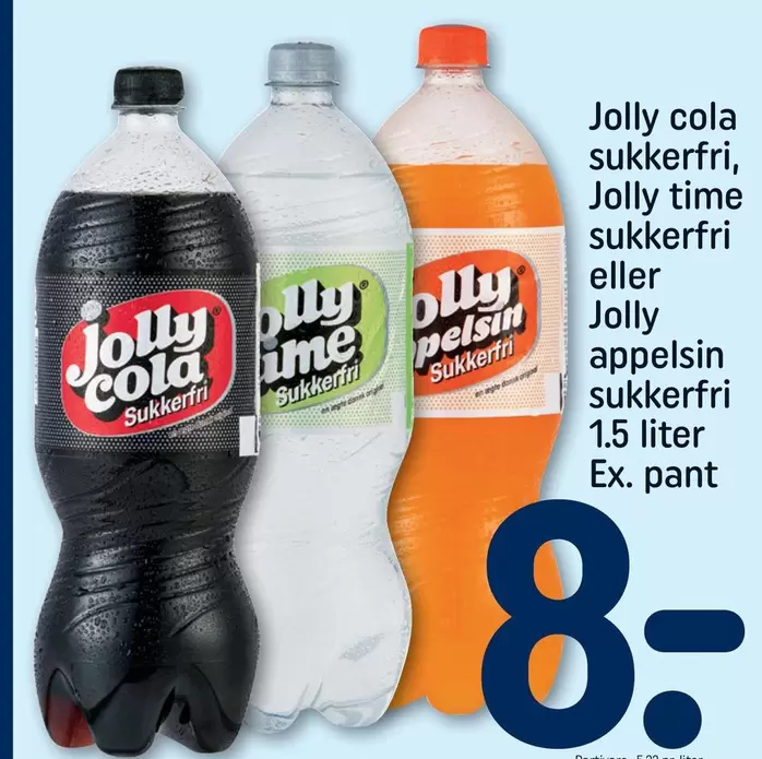 Jolly cola sukkerfri, Jolly time sukkerfri eller Jolly appelsin sukkerfri