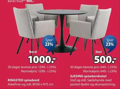 RINGSTED spisebord, GJESING spisebordsstol