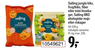 jungle kiks, frugtkiks, fiber eller mini linsekager, ØKO økologiske majs eller riskager