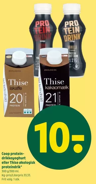 protein-drikkeyoghurt eller Thise ekologisk proteindrik