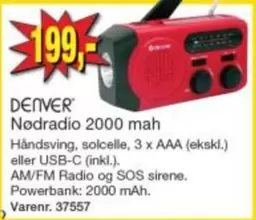 Nødradio 2000 mah