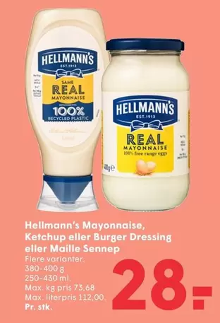 Mayonnaise, Ketchup eller Burger Dressing eller Maille Sennep