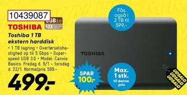 1 TB ekstern harddisk