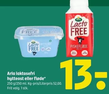 Arla - laktosefri hytteost eller fløde*