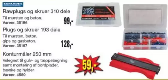 Rawplugs og skruer 310 dele