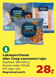 Shell - Lakseportioner eller Coop vannamei rejer