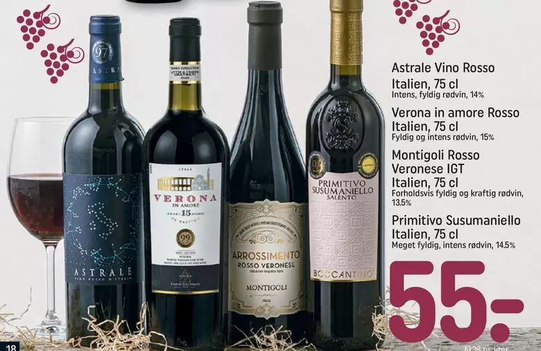 Astrale Vino Rosso, Verona in amore Rosso, Montigoli Rosso Veronese IGT, Primitivo Susumaniello