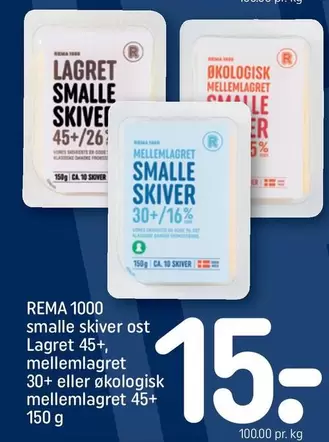 smalle skiver ost Lagret 45+, mellemlagret 30+ eller økologisk mellemlagret 45+