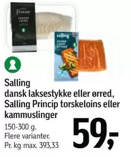 dansk laksestykke eller ørred, Princip torskeloins eller kammuslinger