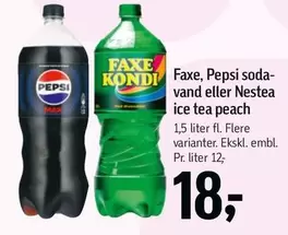 Pepsi - soda-vand eller Nestea ice tea peach