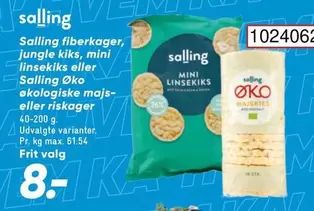 fiberkager, jungle kiks, mini linsekiks eller Øko økologiske majs- eller riskager