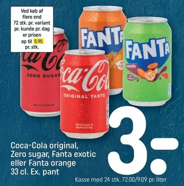 Coca Cola - Coca-Cola original, Zero sugar, Fanta exotic eller Fanta orange