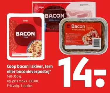 bacon i skiver, tern eller baconleverpostej