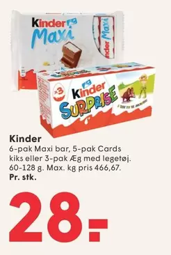 Kinder - Maxi bar, Cards kiks eller Æg med legetøj