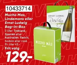 Mucho Mas, Lindemans eller Ernst Ludwig Bag-in-Box