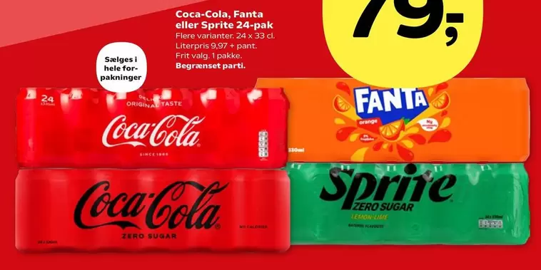 Coca Cola - Fanta eller Sprite 24-pak