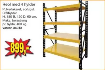Reol med 4 hylder