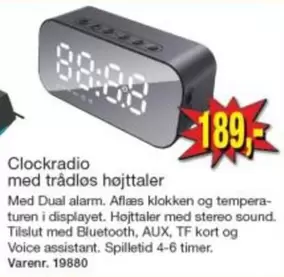 Kort - Clockradio med trådløs højttaler