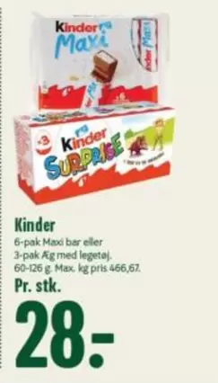 Kinder - Maxi bar eller Ag med legetaj