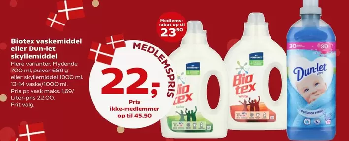 Bio - vaskemiddel eller Dun-let skyllemiddel