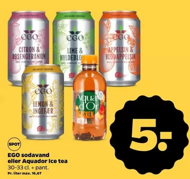 sodavand eller Aquador Ice tea