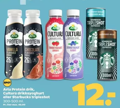 Arla - Protein drik, Cultura drikkeyoghurt eller Starbucks tripleshot