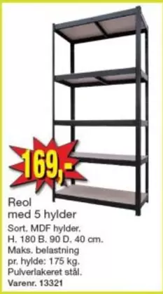 Reol med 5 hylder