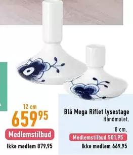 Blå Mega Riflet lysestage