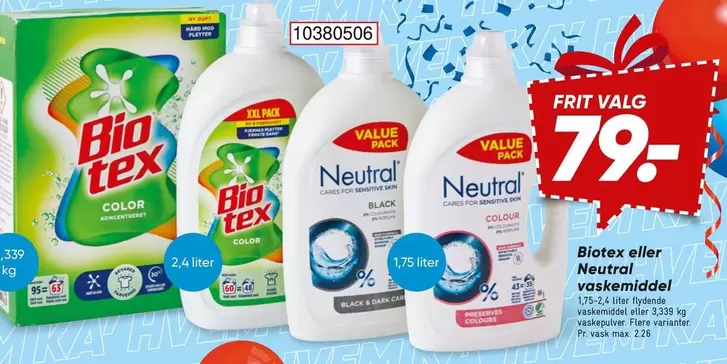 Bio - tex eller Neutral vaskemiddel