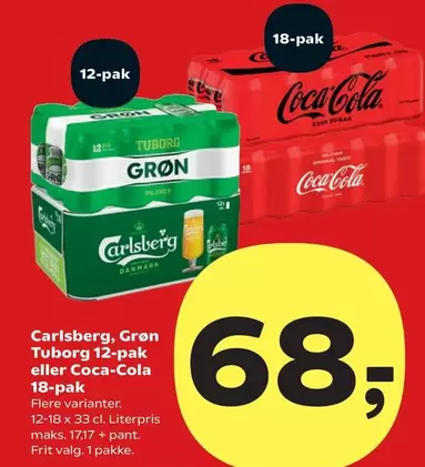 Carlsberg - Grøn Tuborg 12-pak eller Coca-Cola 18-pak