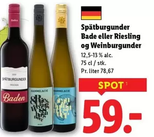Spätburgunder Bade eller Riesling og Weinburgunder
