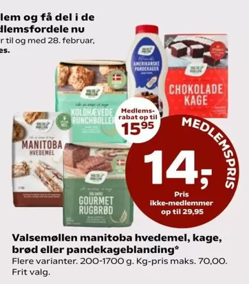 manitoba hvedemel, kage, brød eller pandekageblanding