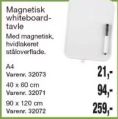 Magnetisk whiteboard-tavle
