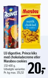 Prince - digestive,  kiks med chokoladecreme eller Marabou cookies