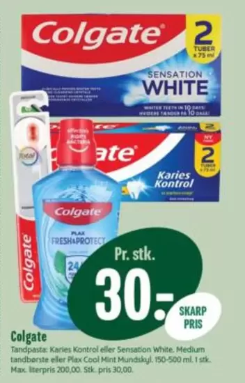 Karies Kontrol eller Sensation White, Medium tandbørste eller Max Cool Mint Mundskyll