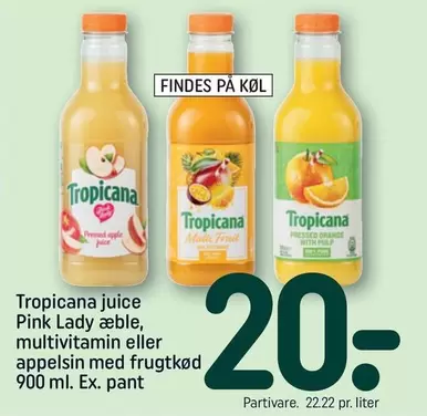 Orange - juice Pink Lady æble, multivitamin eller appelsin med frugtkød
