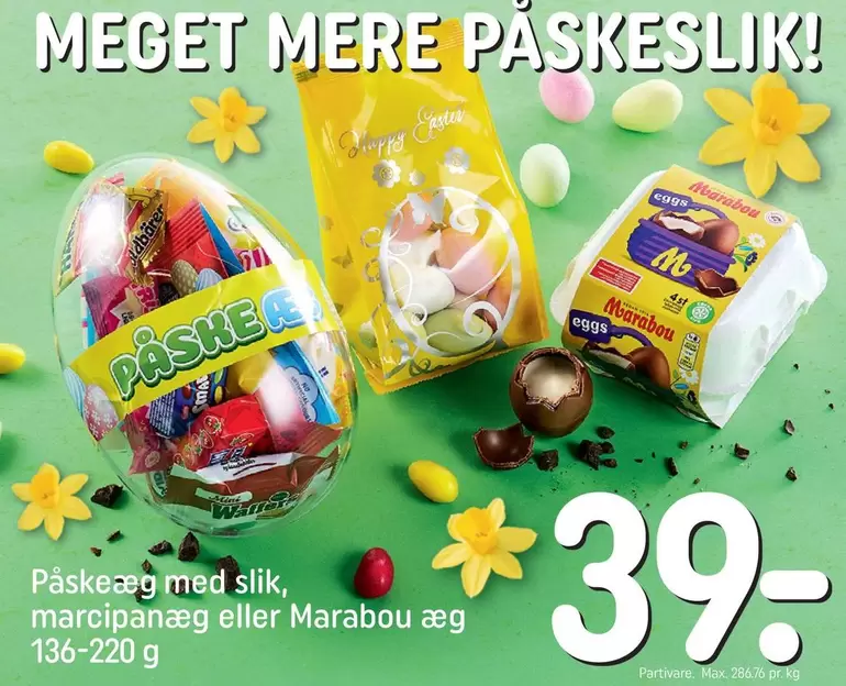 Marabou - Påskeæg med slik, marcipanæg eller  æg