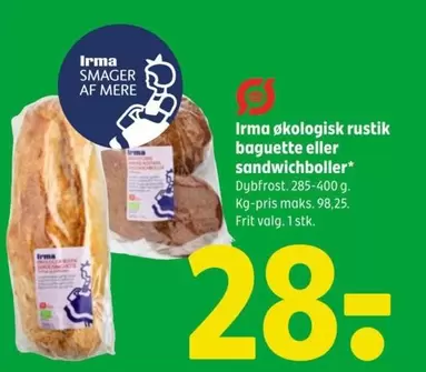 økologisk rustik baguette eller sandwichboller