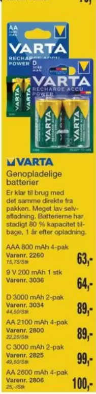 Genopladelige batterier
