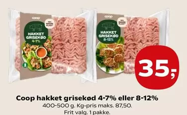 hakket grisekød 4-7% eller 8-12%