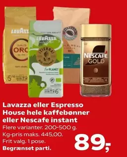 Espresso House hele kaffebønner eller Nescafe instant