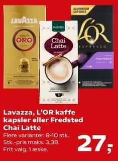 kaffe kapsler eller Fredsted Chai Latte