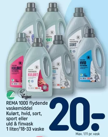 flydende vaskemiddel Kulørt, hvid, sort, sport eller uld & finvask