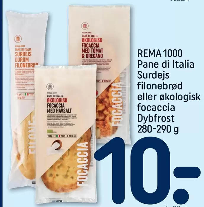 Pane di Italia Surdejs filonebrød eller økologisk focaccia