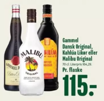 Malibu - Dansk Original, Kahlúa Likør eller  Original