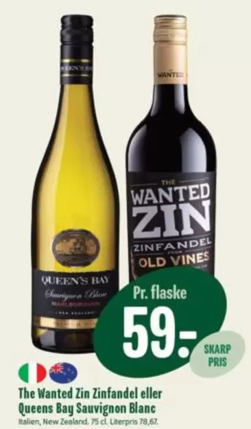Zinfandel - The Wanted Zin  eller Queens Bay Sauvignon Blanc