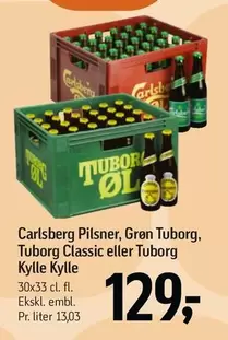 Carlsberg - Pilsner, Grøn Tuborg, Tuborg Classic eller Tuborg Kylle Kylle