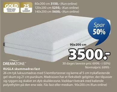 Den - RUGLA skummadras fast