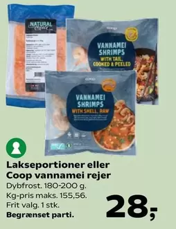 Shell - Lakseportioner eller Coop vannamei rejer